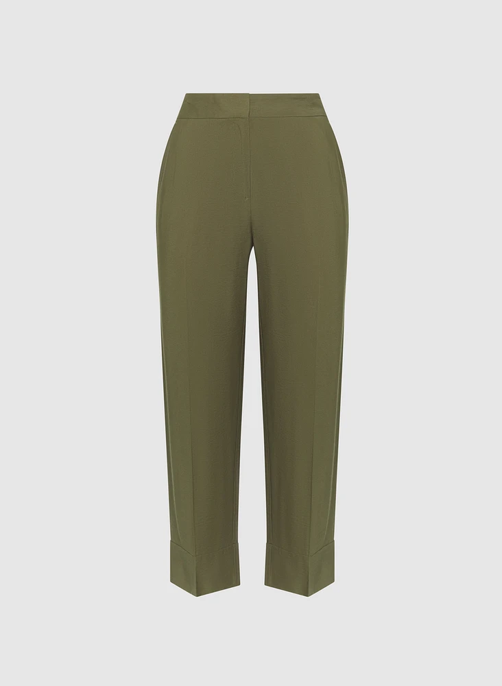 Cuffed Straight-Leg Pants