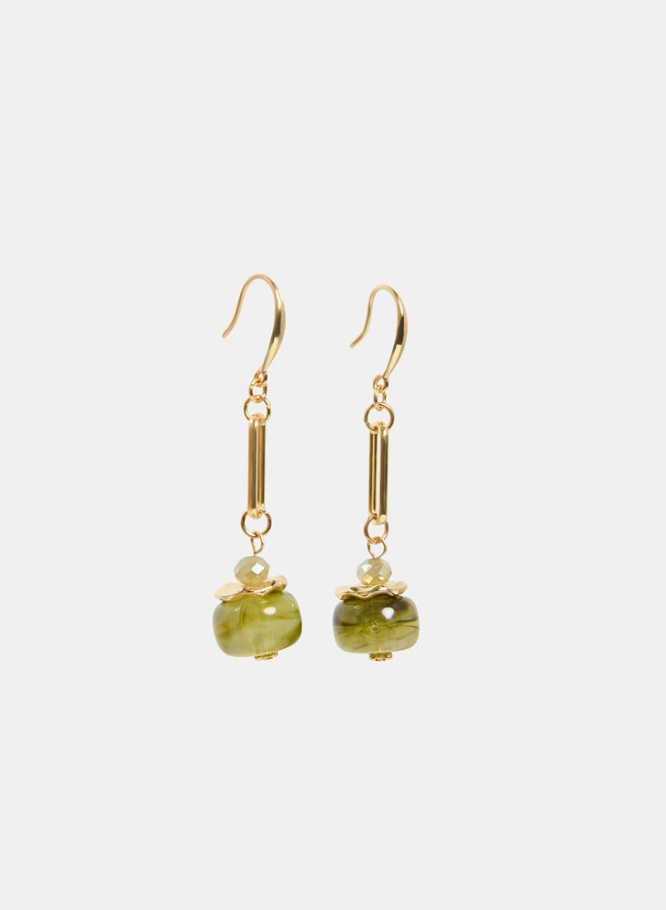 Chain Link Bead Drop Earrings