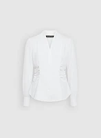 Blouse boutonnée à détails plissés