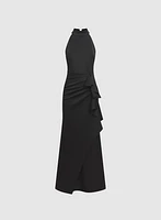 Robe à col licou volants