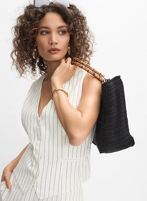 Pinstripe Stretch Linen Vest