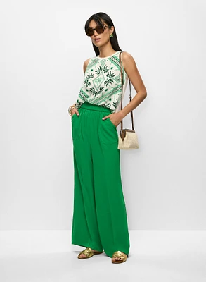 Haut sans manches à motif géométrique et pantalon essentiel à jambe large