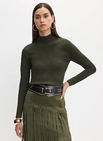Essential Mock Neck Ribbed Knit Sweater
