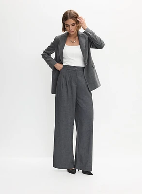 Blazer rayé à un bouton et pantalon jambe large à enfiler
