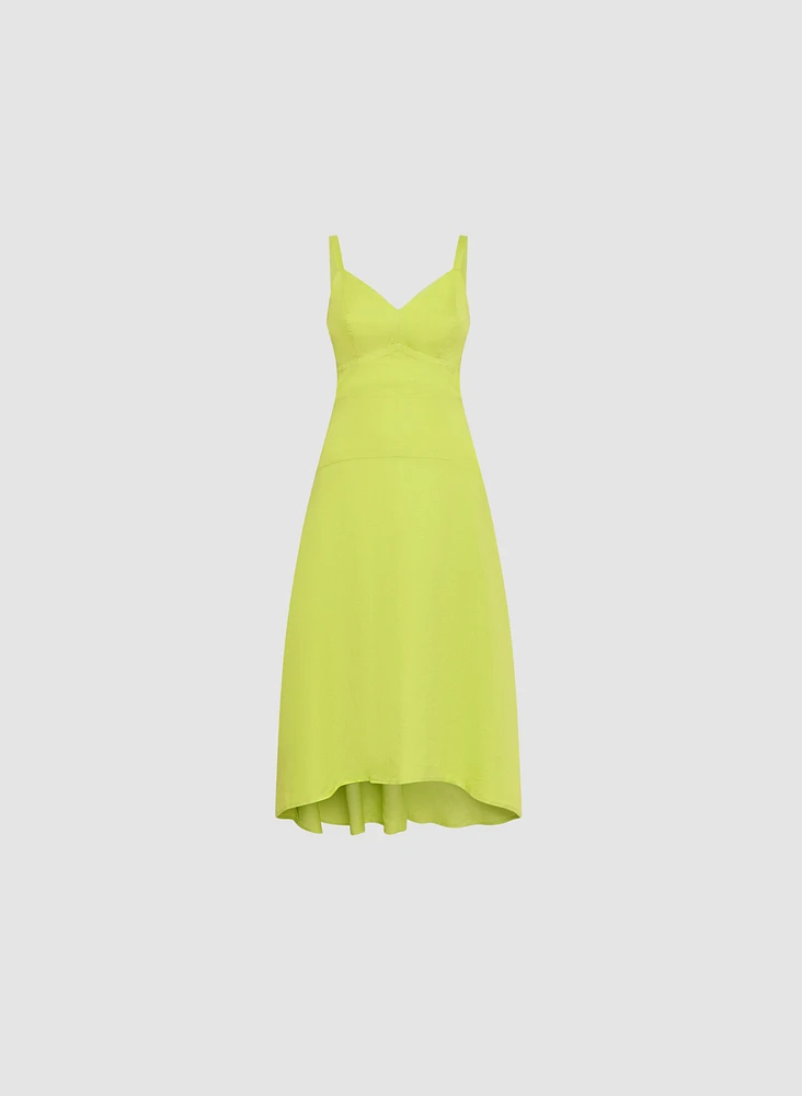 Linen-Blend Midi Dress