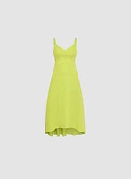Linen-Blend Midi Dress
