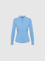 Shirred Button-Down Blouse