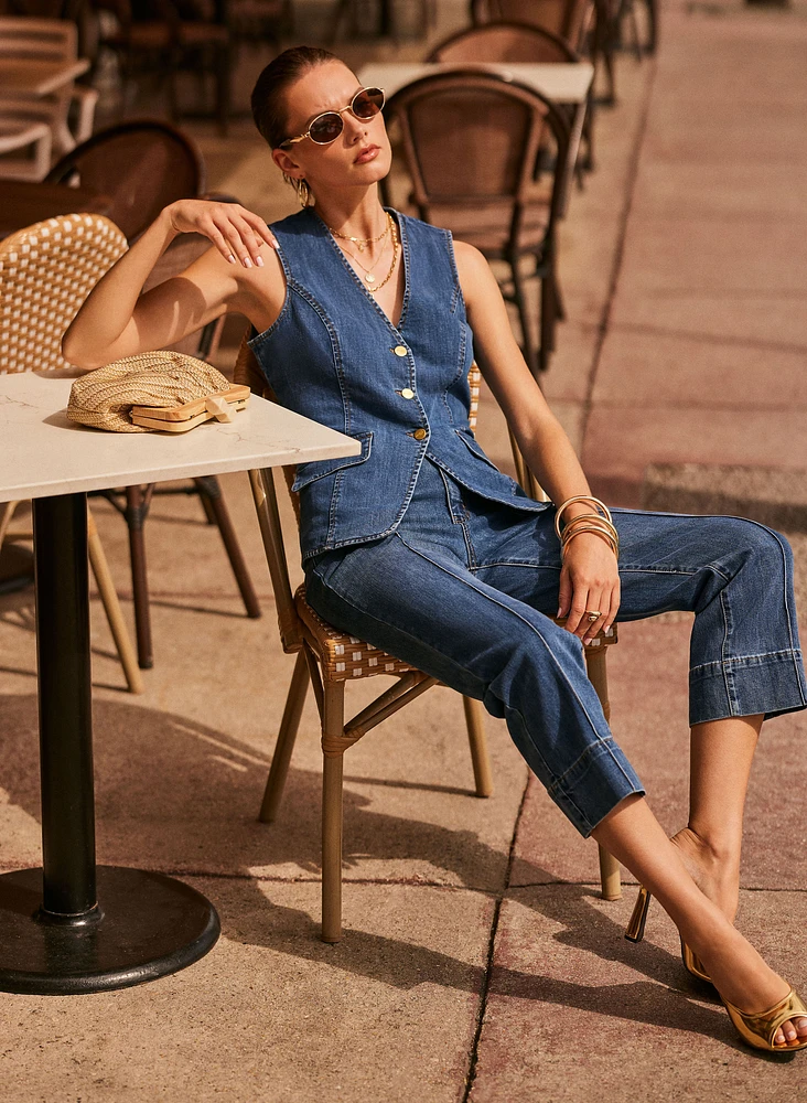 Cropped Straight-Leg Jeans
