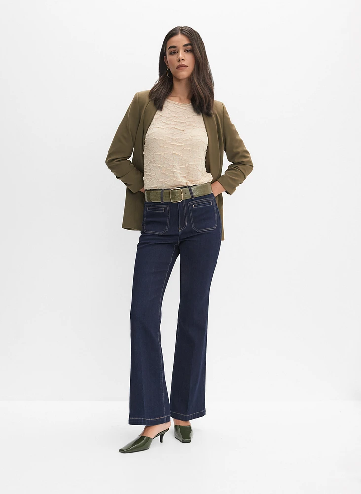 Patch Pocket Flare-Leg Jeans