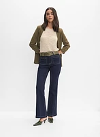 Patch Pocket Flare-Leg Jeans