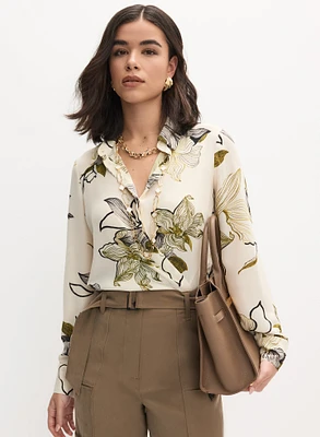 Blouse florale à manches longues