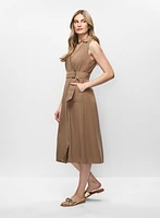 Robe ceinturée à poches appliquées