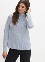 Pull à deux tons col cheminée