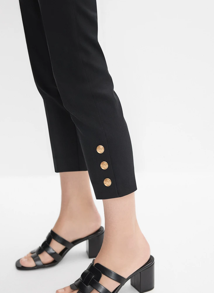 Buttoned Hem Capris