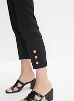 Buttoned Hem Capris