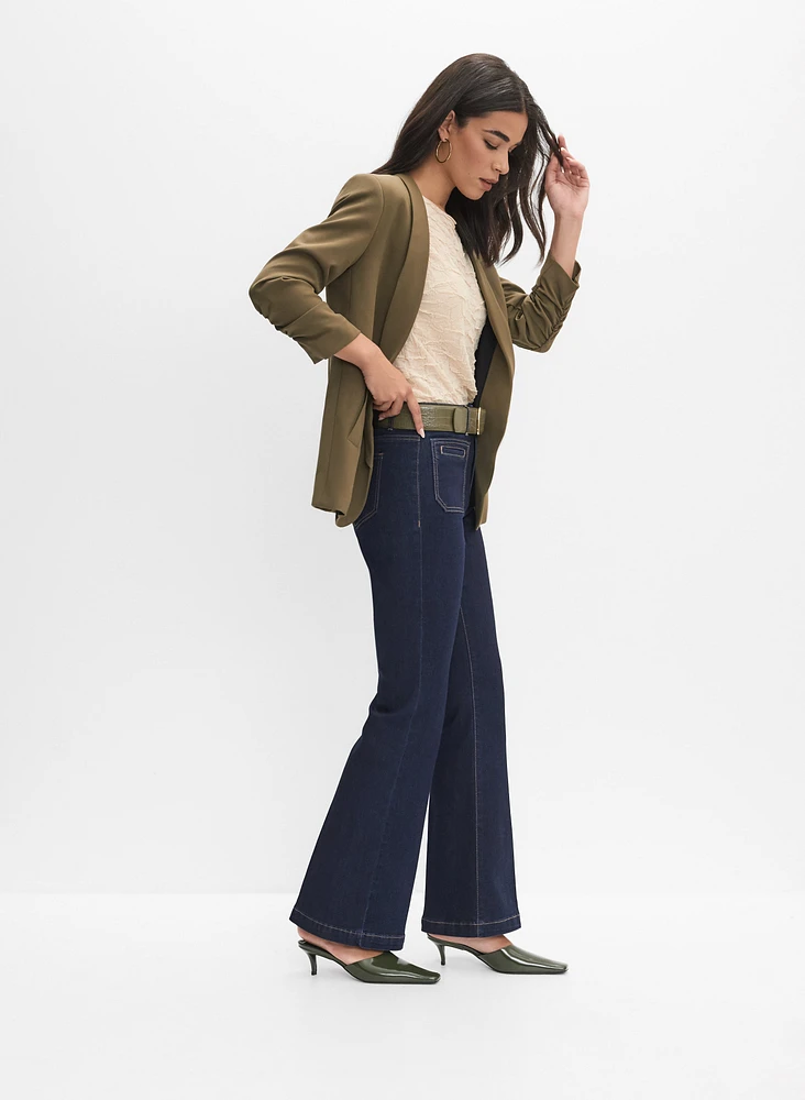 Patch Pocket Flare-Leg Jeans