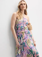 Strapless Mesh Maxi Dress