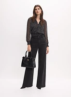 Smocked Dot Print Blouse