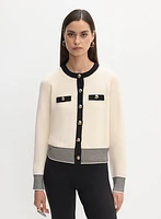 Cardigan à bordures contrastantes et boutons dorés