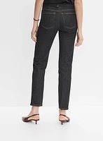Contrast Stitch Straight-Leg Jeans