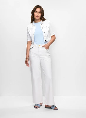 Veste courte en denim et jean à jambe large