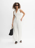 Veste rayée en mélange de lin