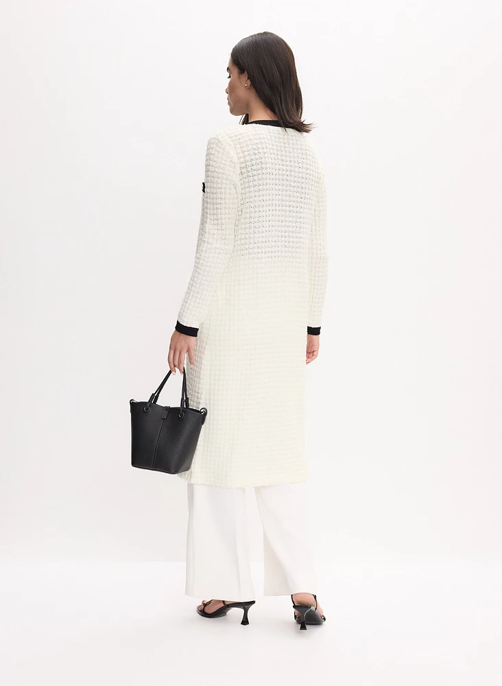 Cardigan en tweed contrastant