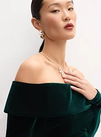 Stretch Velvet Off-the-Shoulder Dress