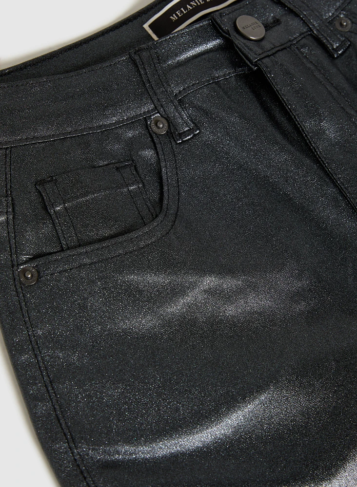 Coated Metallic Slim-Leg Jeans