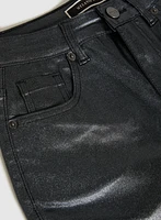 Coated Metallic Slim-Leg Jeans