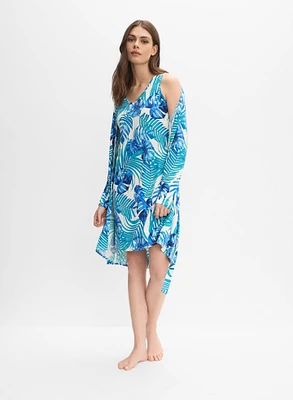 Ensemble à robe de nuit et peignoir tropical