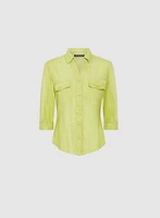 Blouse boutonnée en mélange de lin