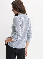 Pull à deux tons col cheminée