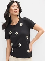 T-shirt à coquillages et perles