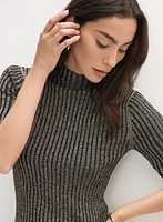 Pull en tricot côtelé métallique