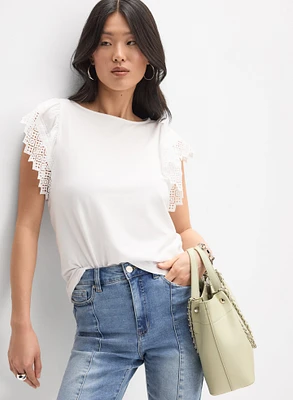 Crochet Flutter Sleeve Top