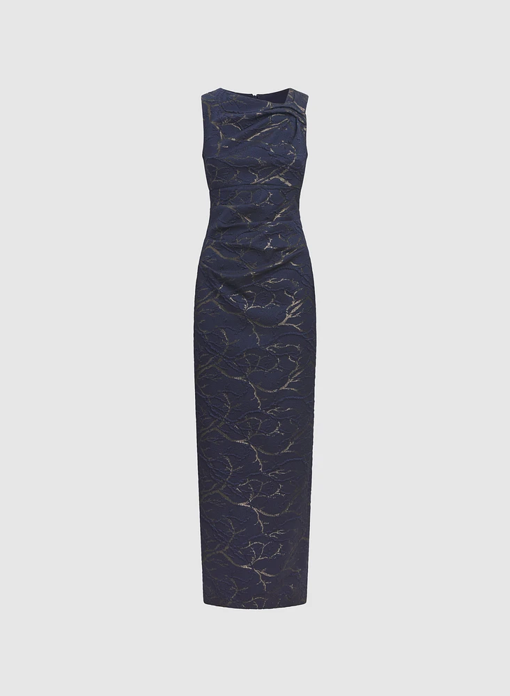 Robe en jacquard à encolure asymétrique