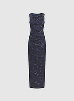 Robe en jacquard à encolure asymétrique