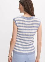 Striped Pointelle Pullover