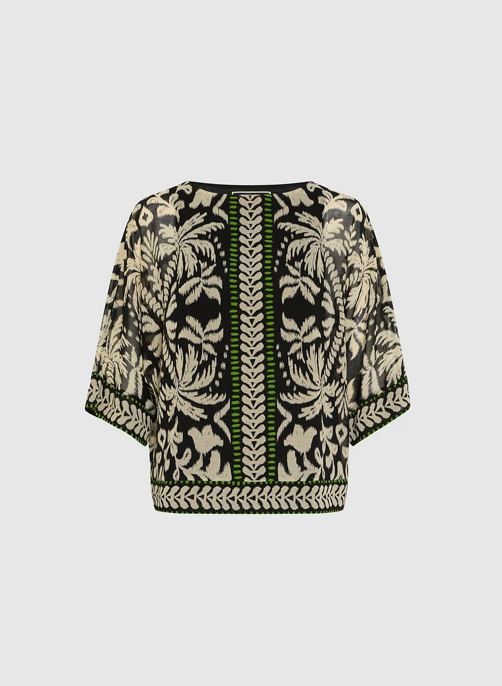 Mixed Tropical Print Blouse