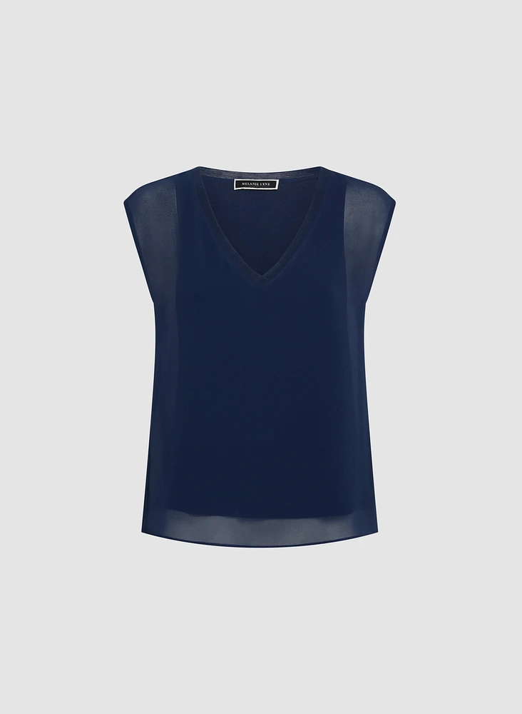 Blouse en chiffon à encolure V