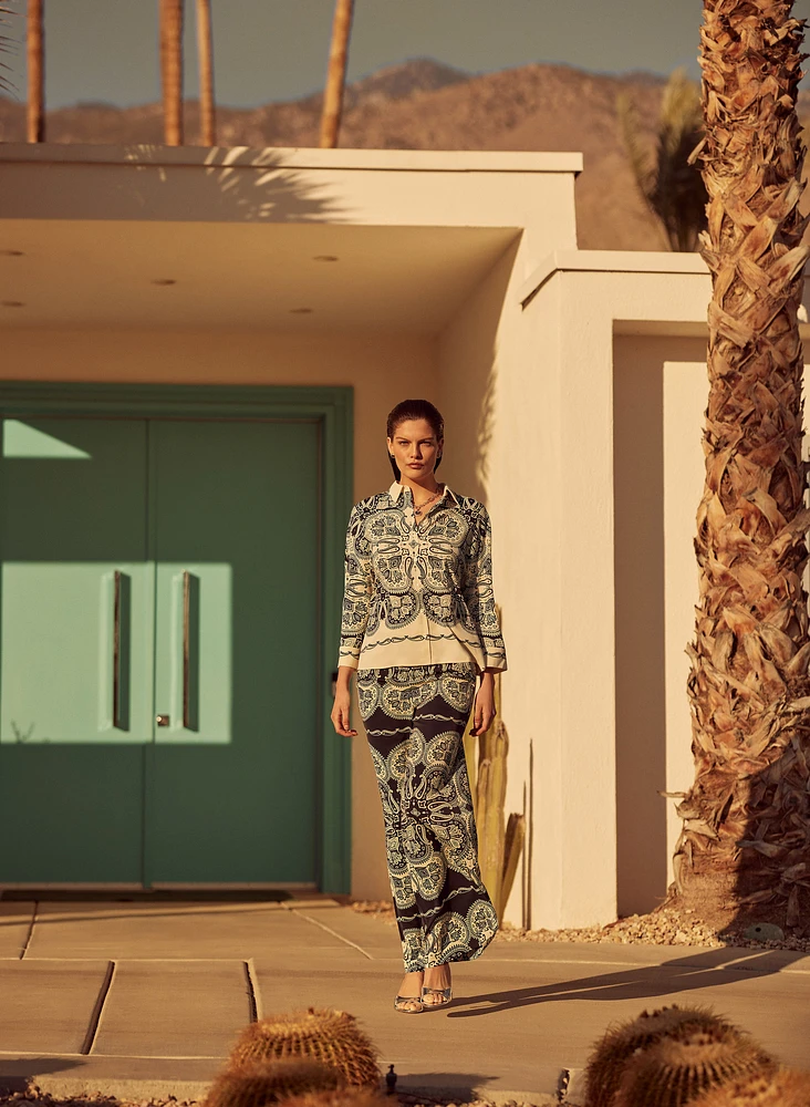 Paisley Wide-Leg Pants