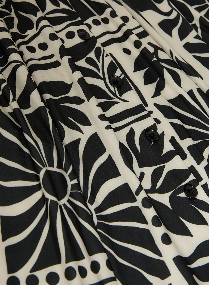 Robe maxi à motif floral géométrique