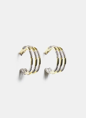 Textured 2-Tone Hoop Earrings