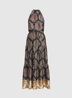 Baroque Print Satin Dress
