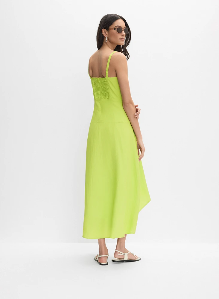 Linen-Blend Midi Dress