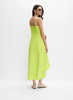 Linen-Blend Midi Dress