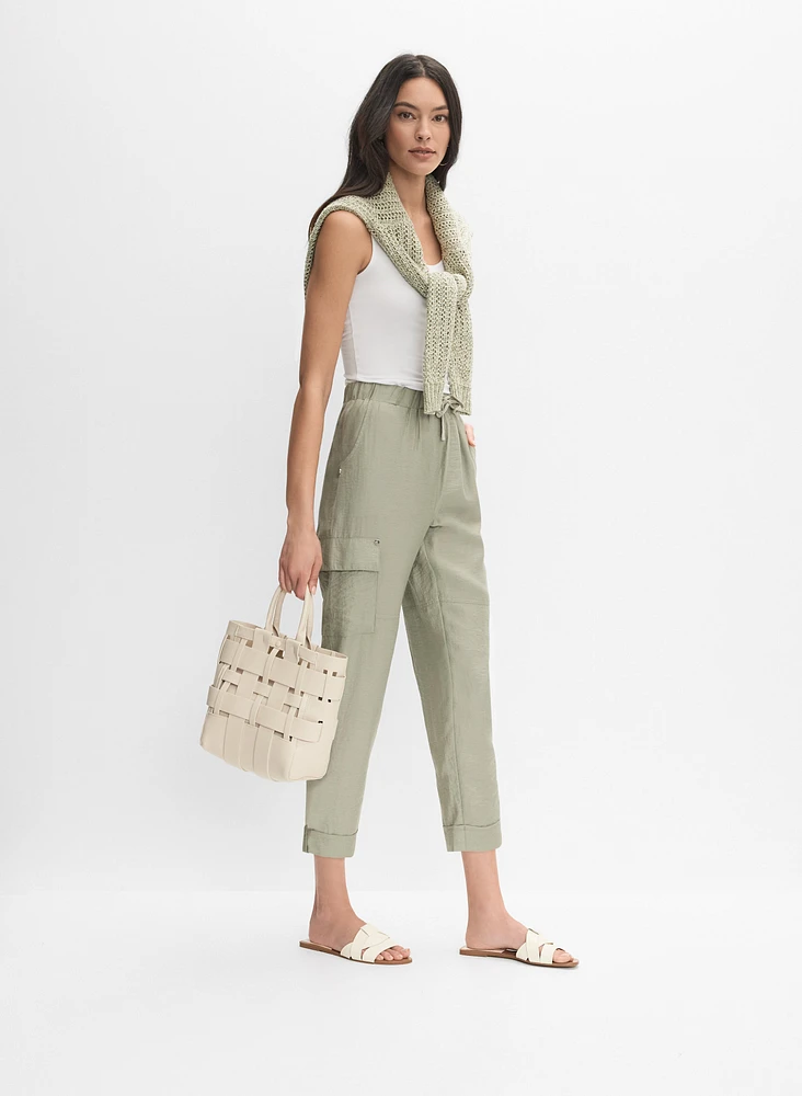 Crinkled Cargo Capris