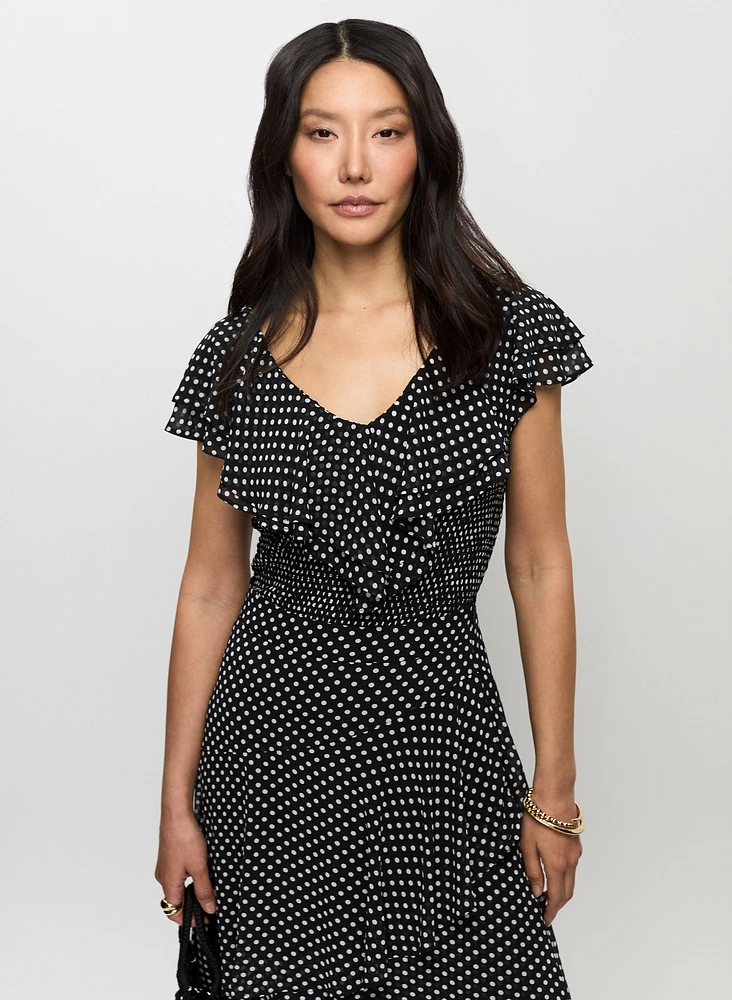 Blouse à pois et volants
