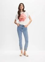 Embroidered Denim Capris